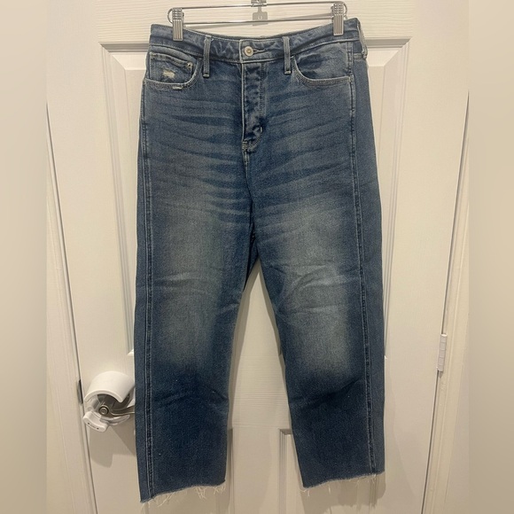 Hollister Blue Straight Leg Jeans High-Waisted Cropped‎ Western 27 Casual Preppy - Picture 1 of 5